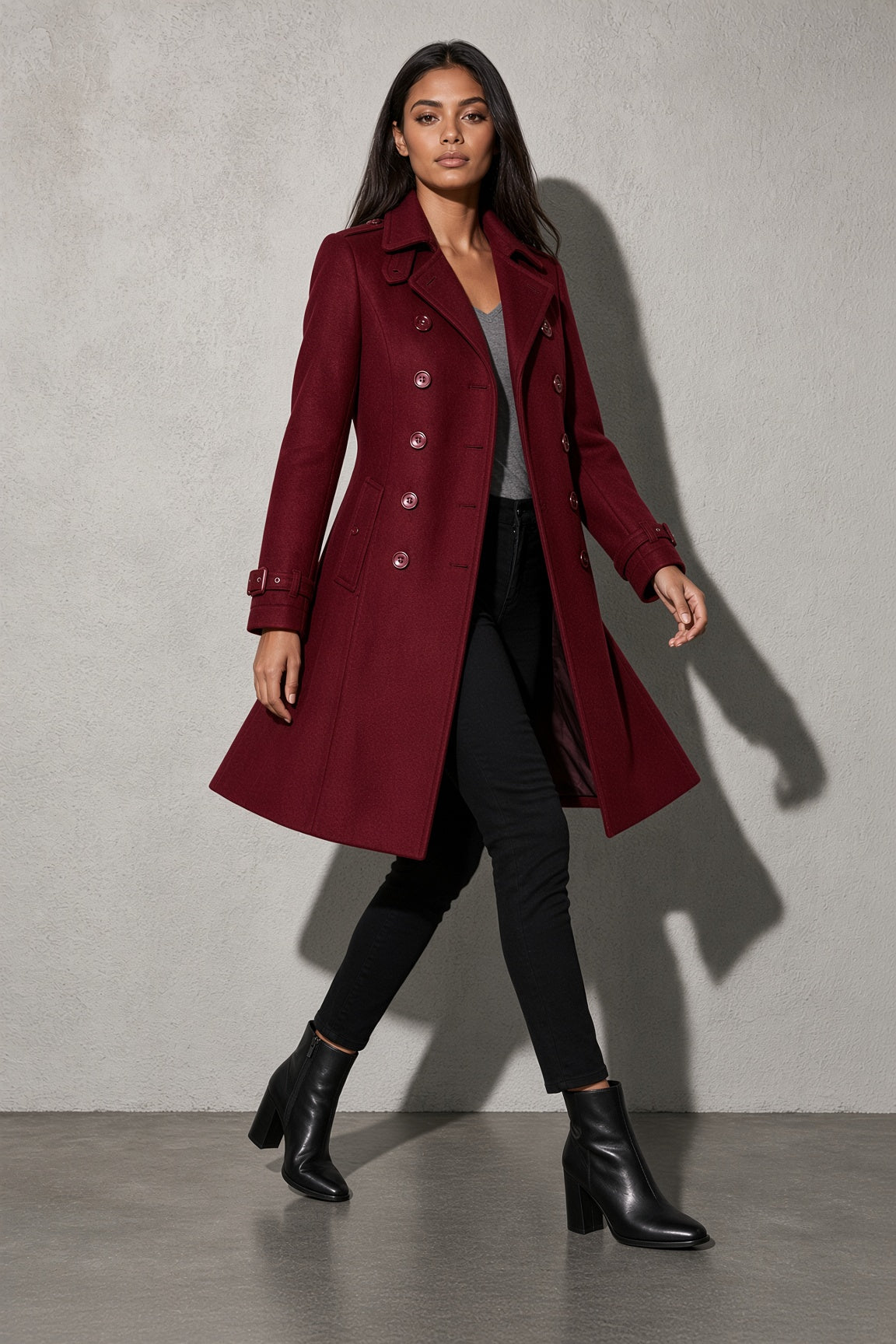Women's Coat Double Breasted Longline