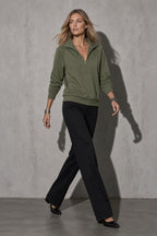 Women's Sweatshirt Quarter-Zip Lapel Collar