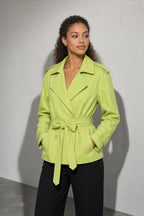 Women's Coat Belted Trench Double-Breasted Front
