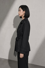 Women's Coat Belted Trench Double-Breasted Front