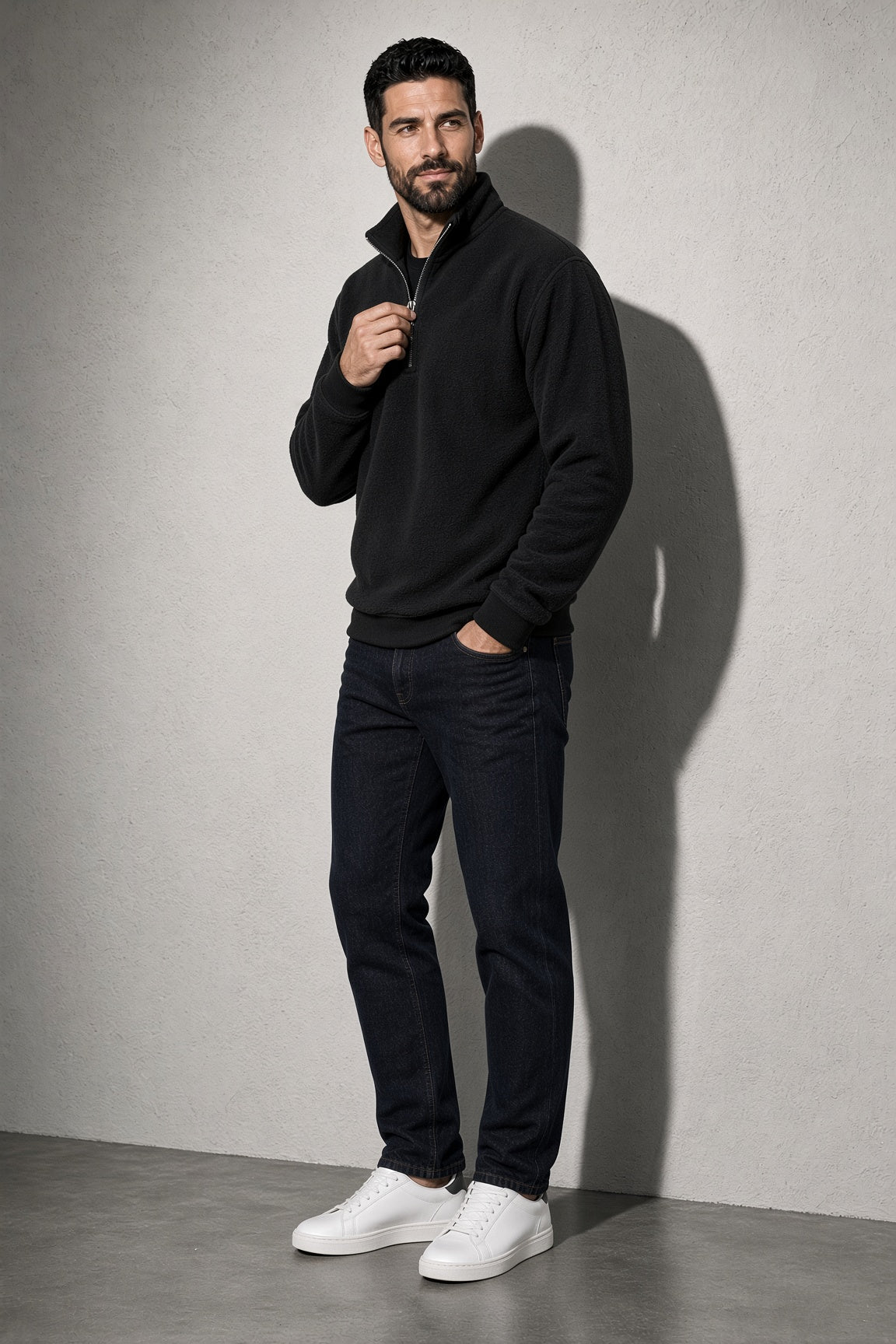 Men's Sweatshirt Quarter-Zip Stand Collar