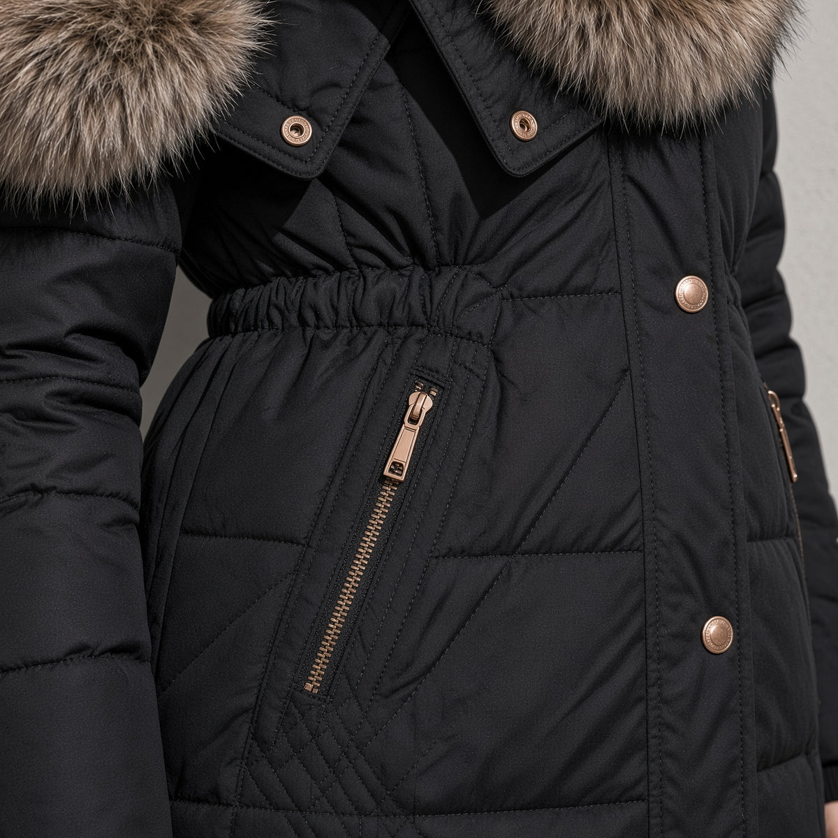 Women's Jacket Puffer Faux Fur Trim