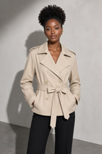 Women's Coat Belted Trench Double-Breasted Front