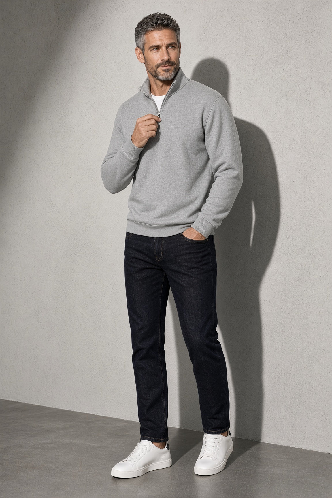 Men's Sweatshirt Quarter-Zip Stand Collar