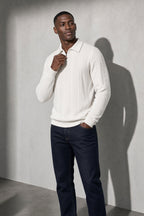 Men's Sweater Collared Quarter-Zip Textured Knit