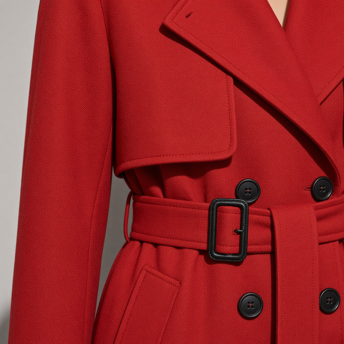 Women's Coat Belted Trench Double-Breasted Front