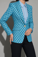 Women's Blazer Houndstooth Single Button