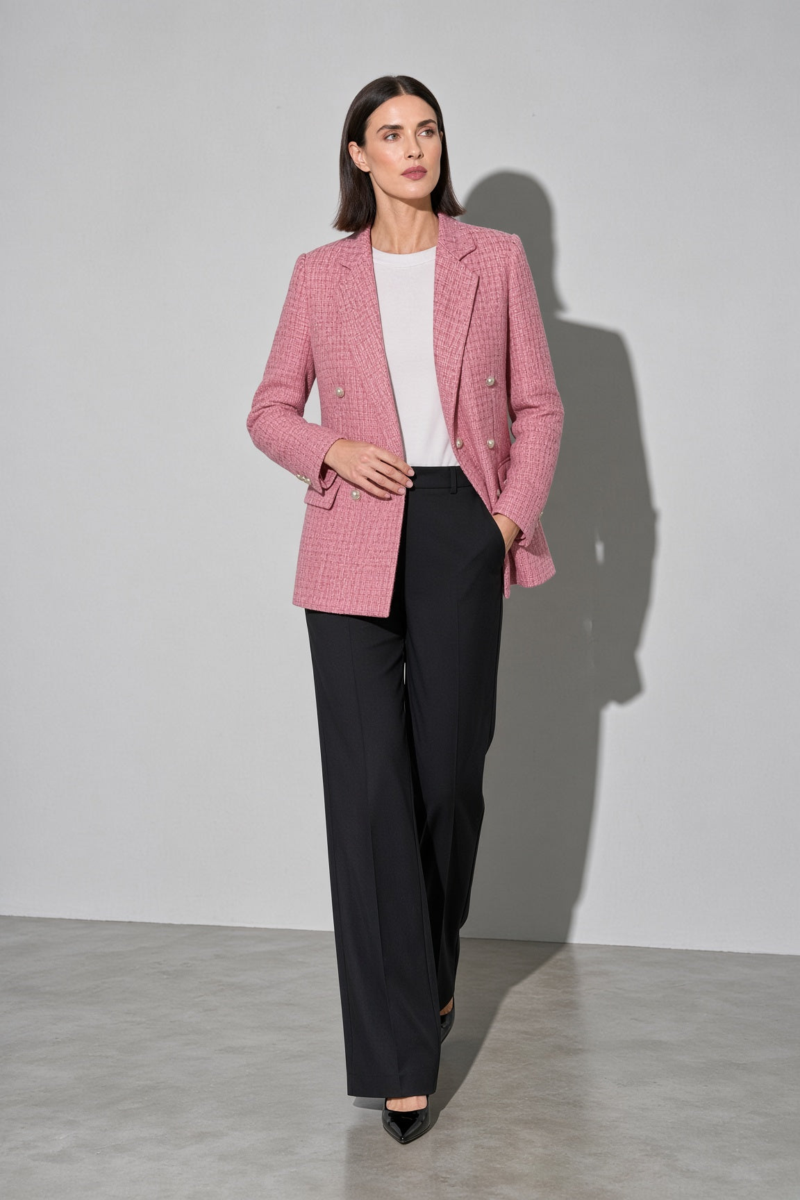 Women's Blazer Tweed Double Breasted