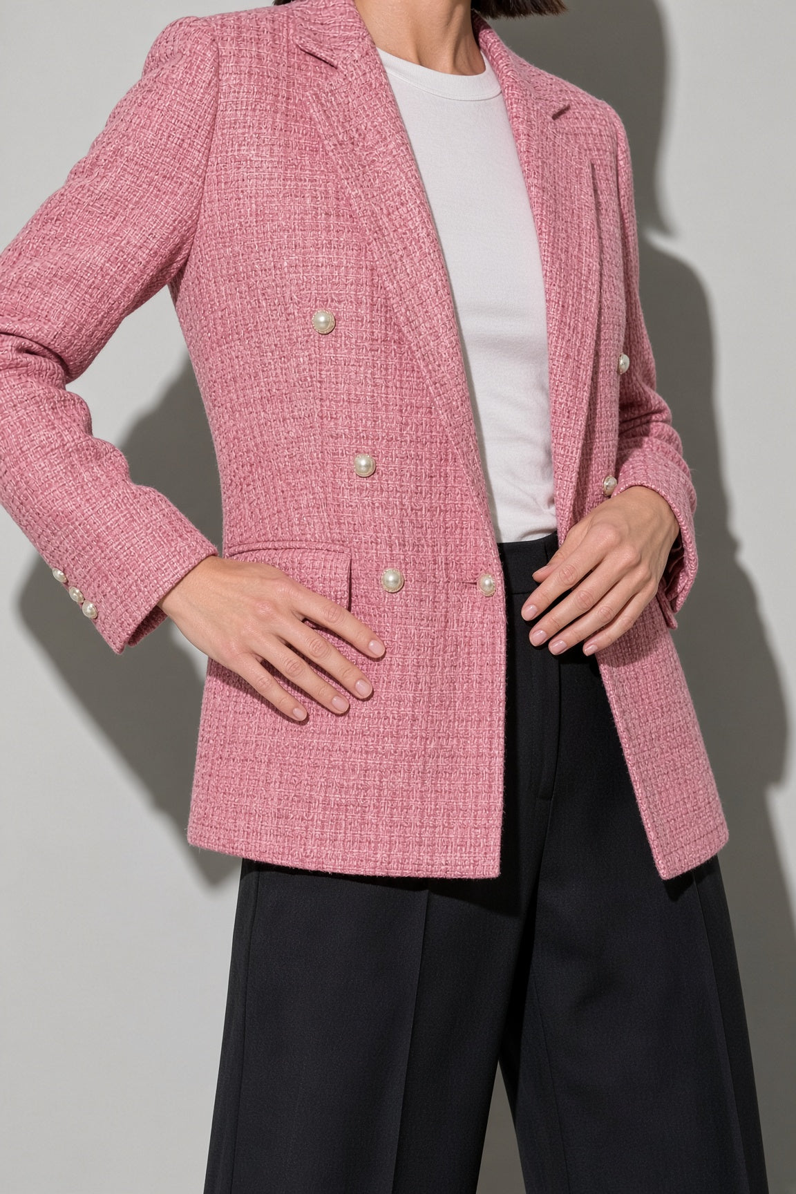 Women's Blazer Tweed Double Breasted