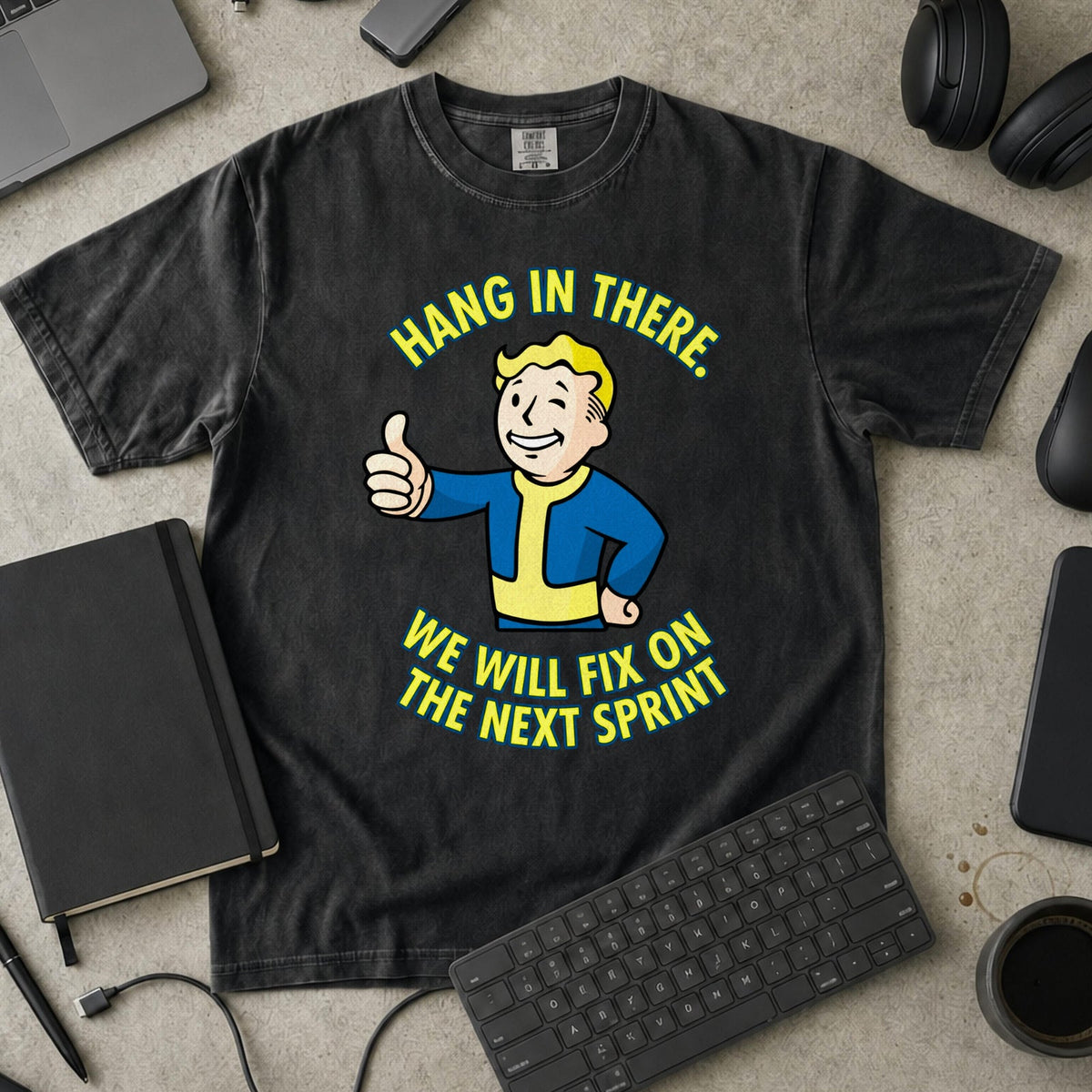 Hang In There Next Sprint Premium Shirt — black Premium Shirt mock-up