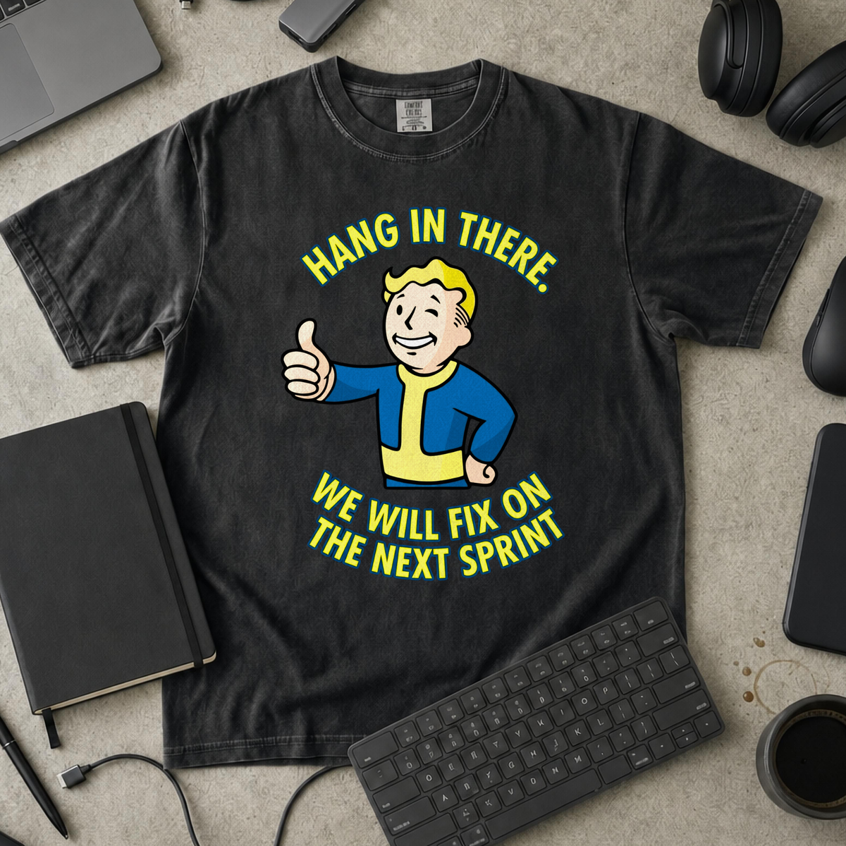 Hang In There Next Sprint Premium Shirt — black Premium Shirt mock-up