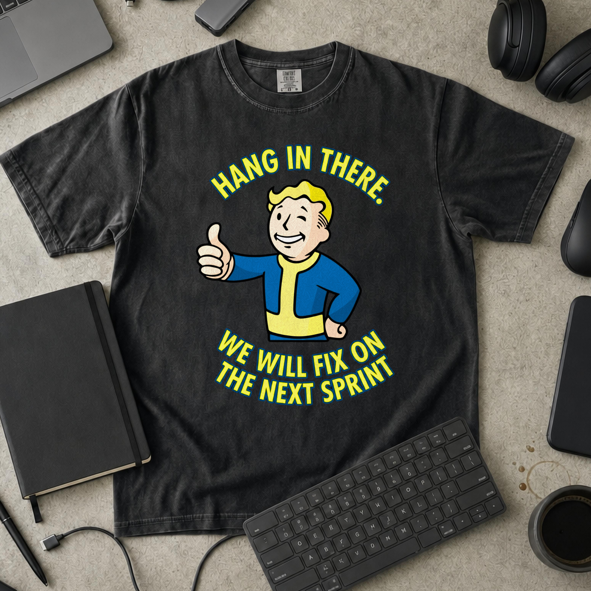Hang In There Next Sprint Premium Shirt — black Premium Shirt mock-up