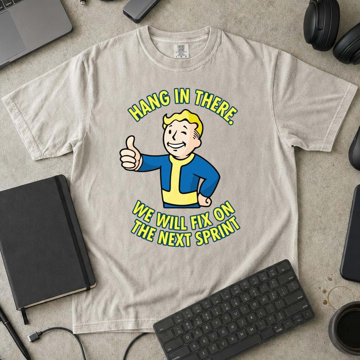 Hang In There Next Sprint Premium Shirt — ivory Premium Shirt mock-up