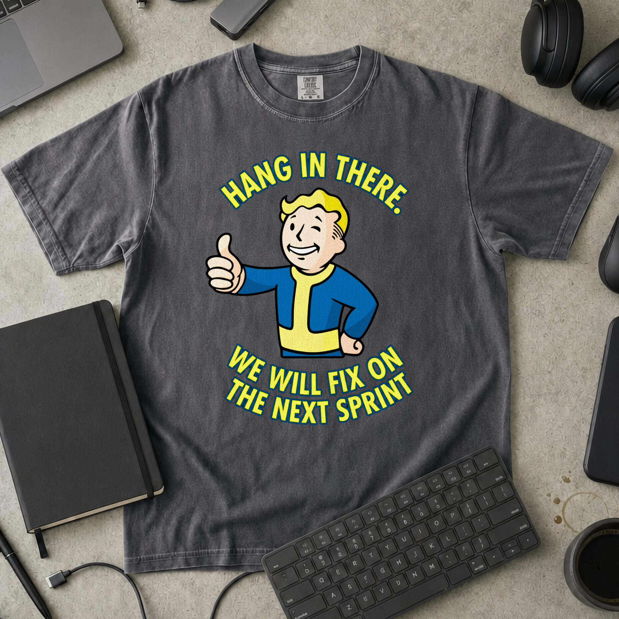 Hang In There Next Sprint Premium Shirt — pepper Premium Shirt mock-up