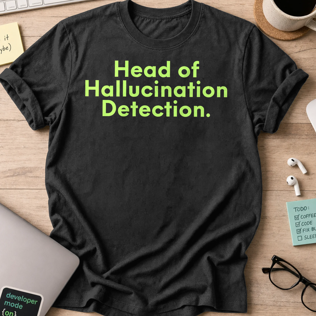 Head of Hallucination Detection Shirt - Black
