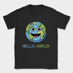 hello world earth shirt — Black