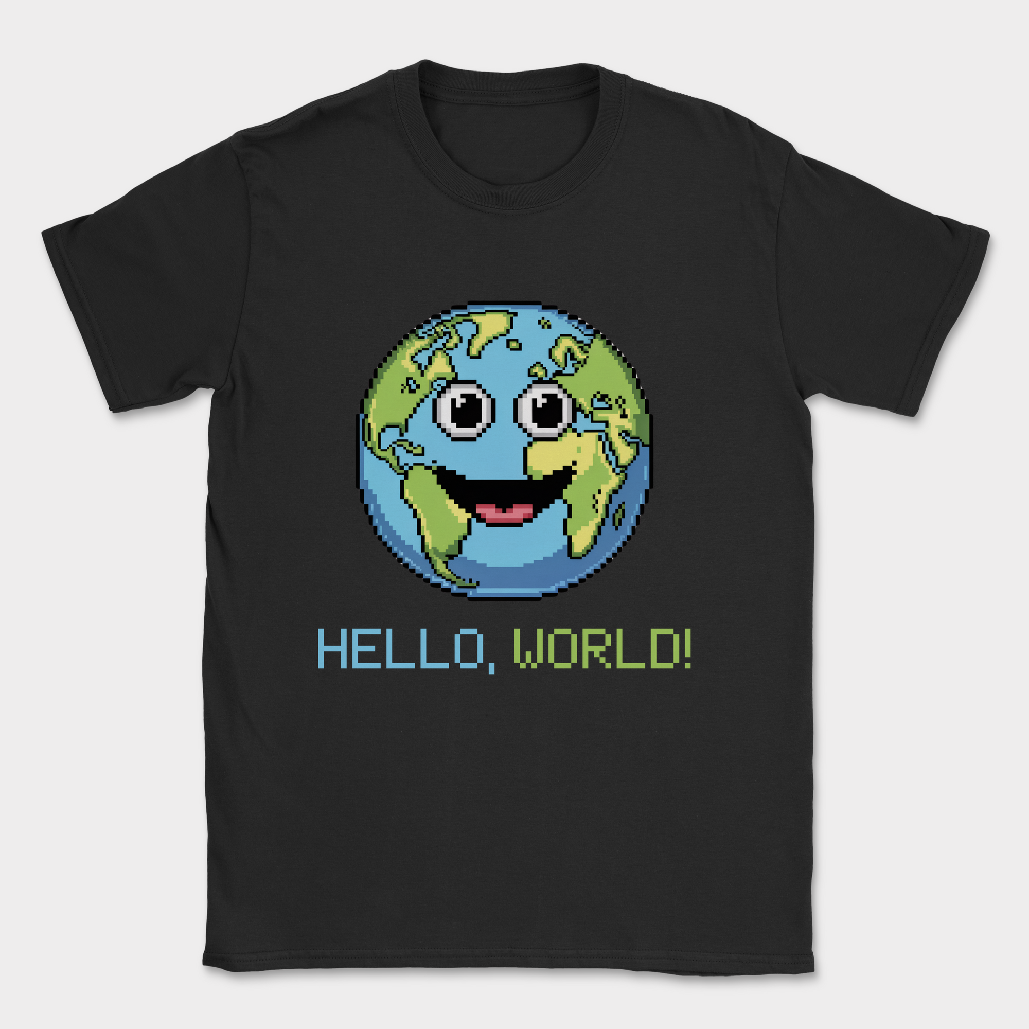hello world earth shirt — Black