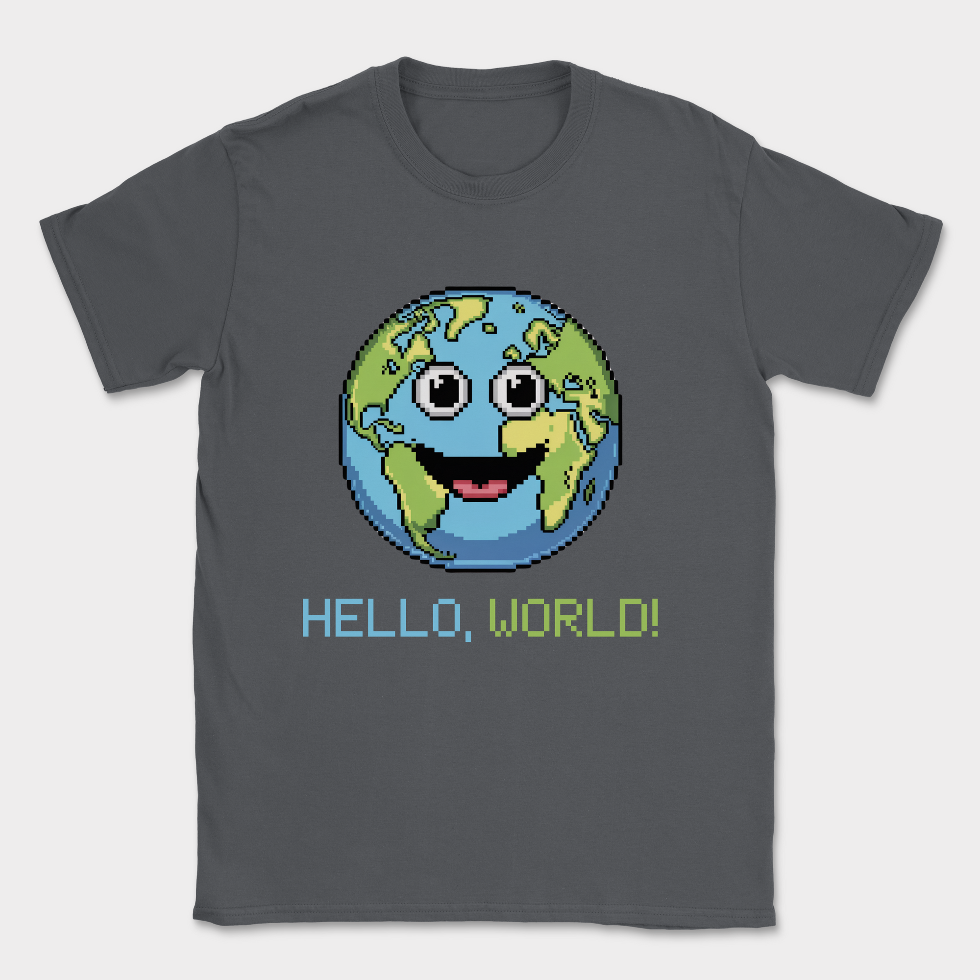 hello world earth shirt — Dark Heather Grey