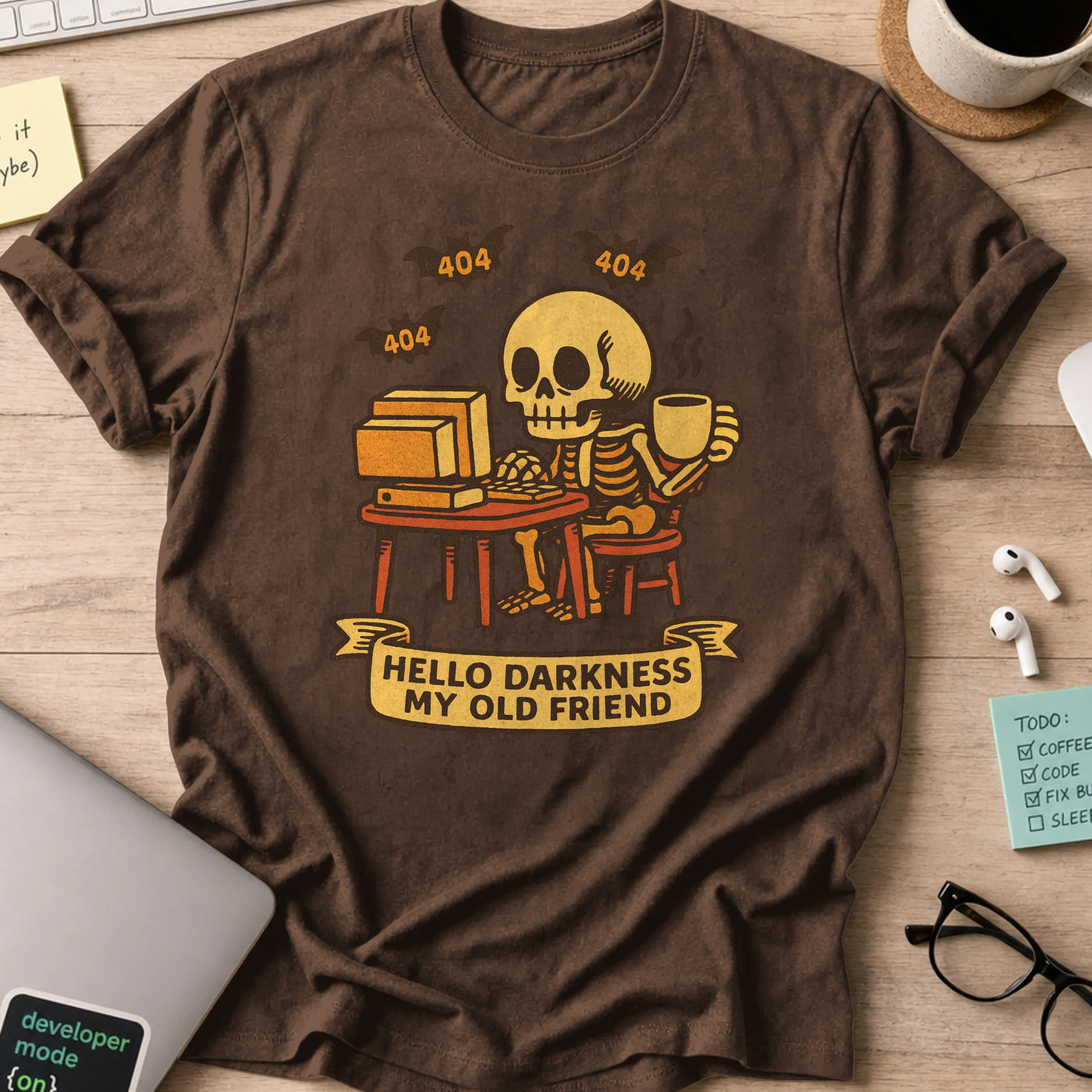 hello darkness my old friend shirt - Dark Chocolate