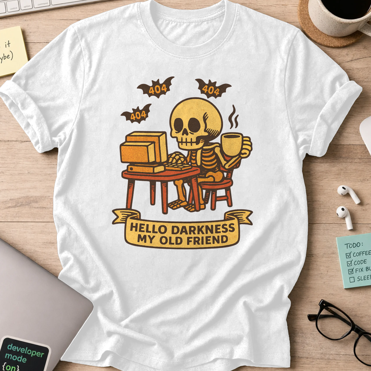 hello darkness my old friend shirt - White