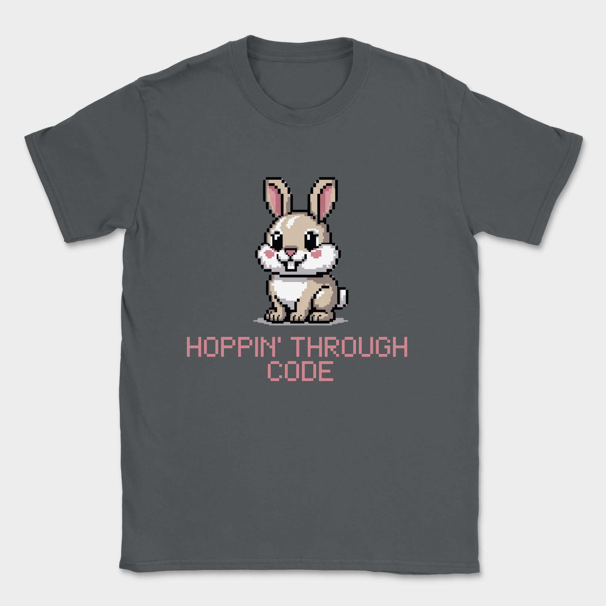 Hoppin' through code shirt — Dark Heather Grey