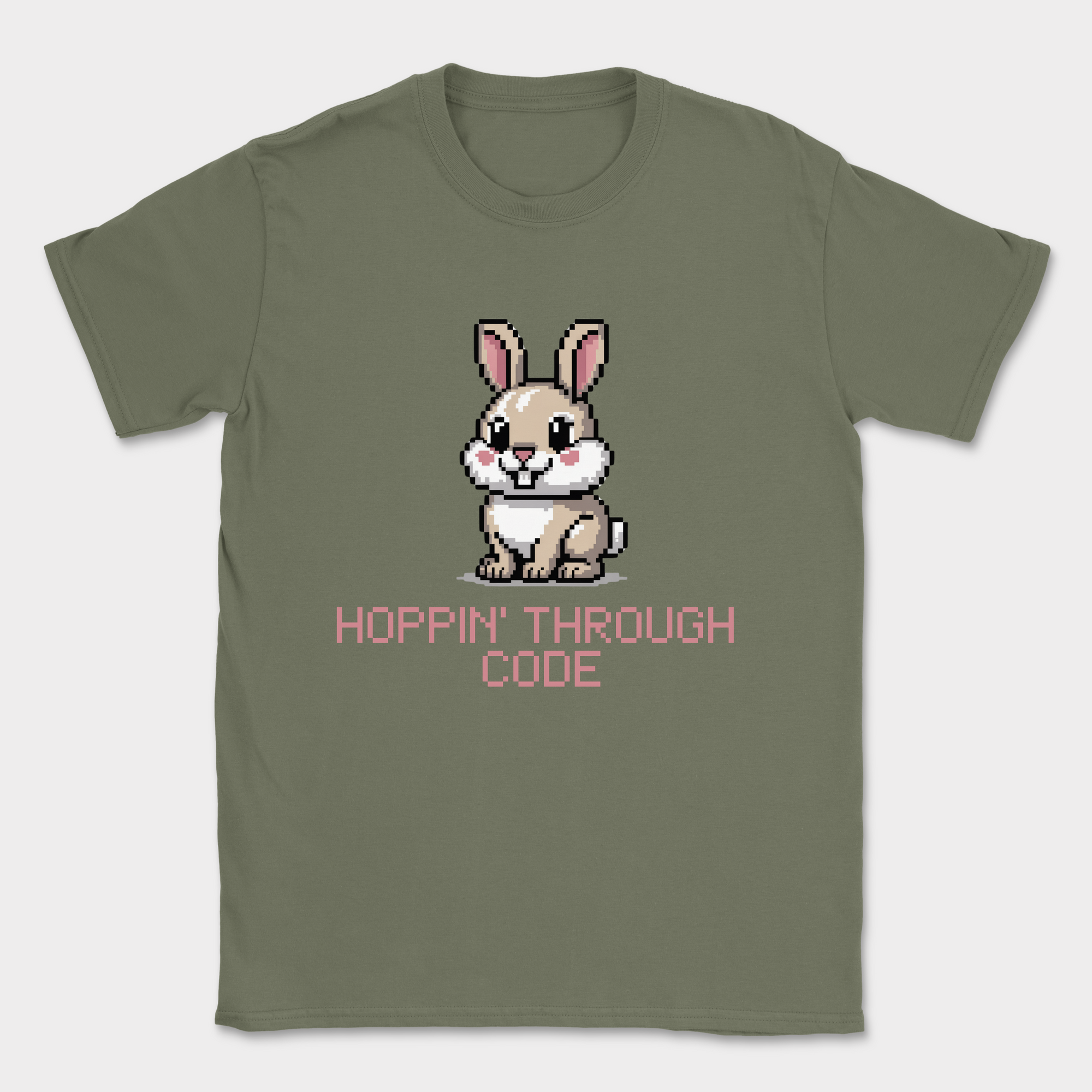 Hoppin' through code shirt — Military Green