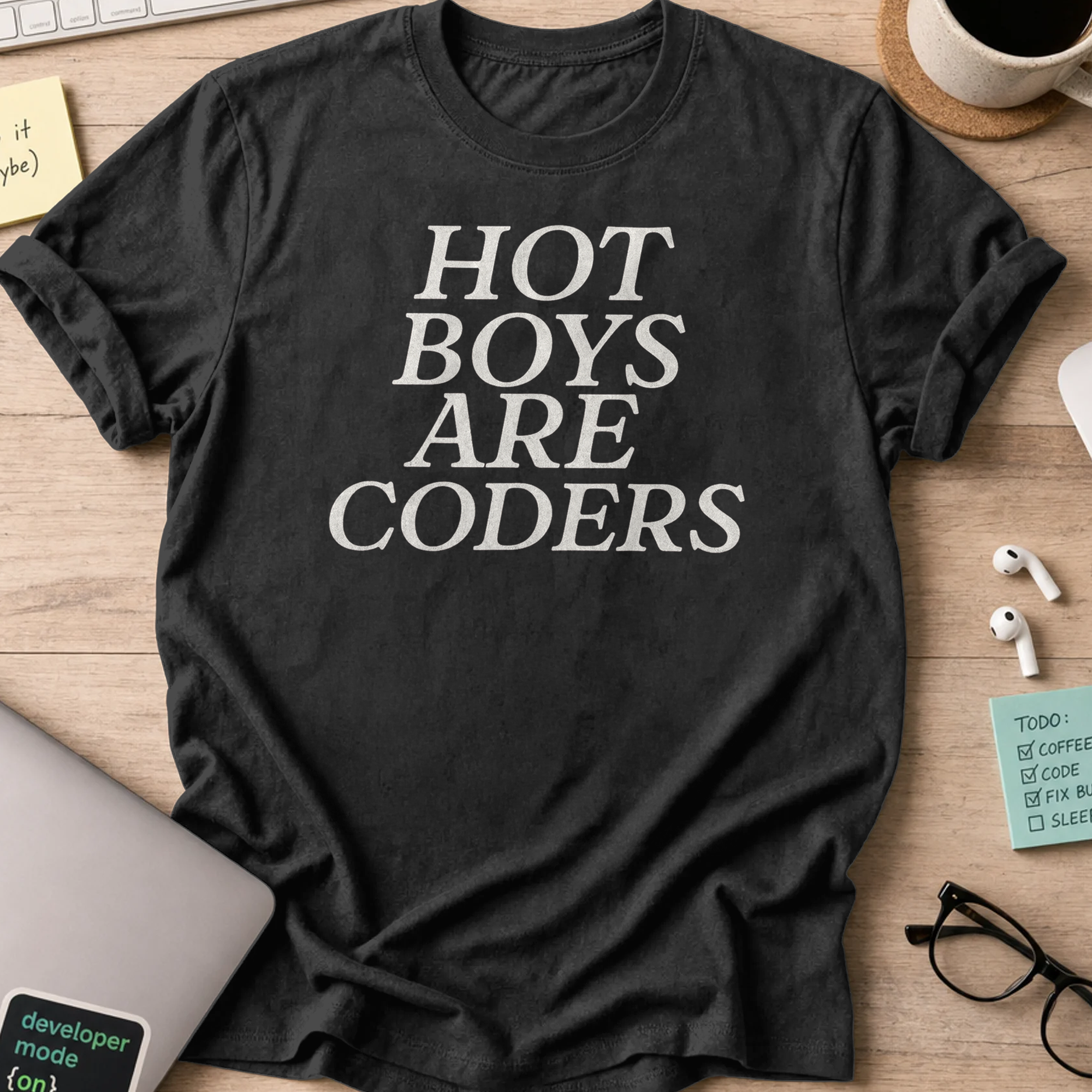 hot boys are coders shirt - Black