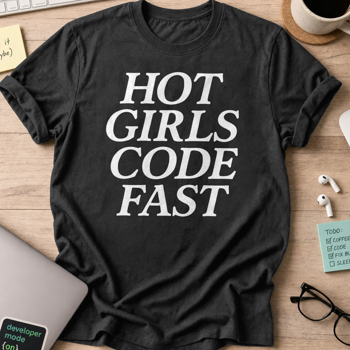 hot girls code fast shirt - Black