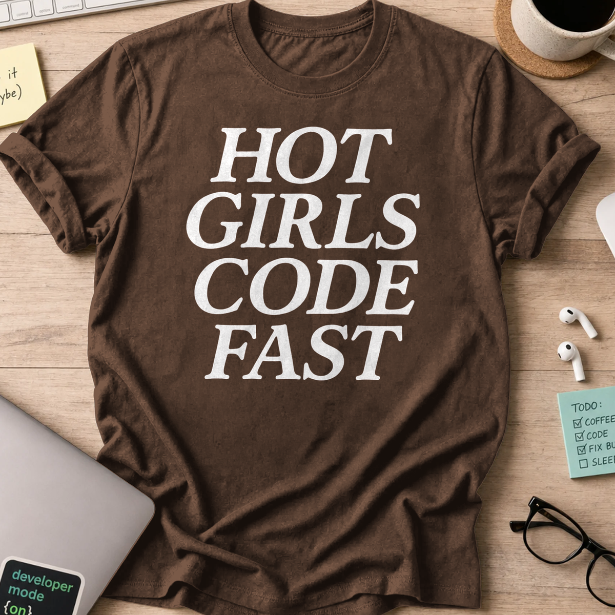 hot girls code fast shirt - Dark Chocolate