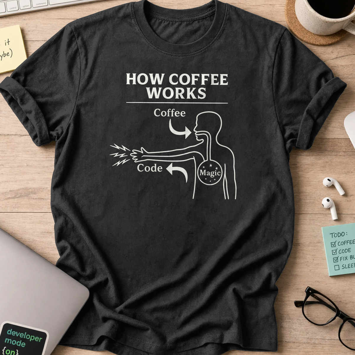 how coffee works shirt - Black