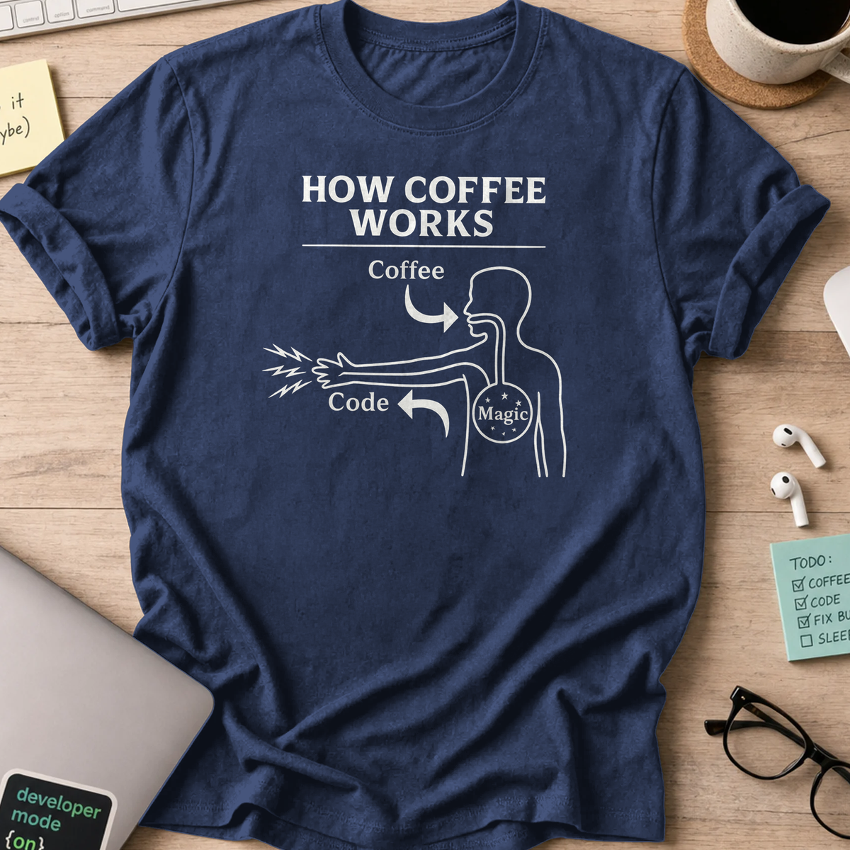 how coffee works shirt - Navy