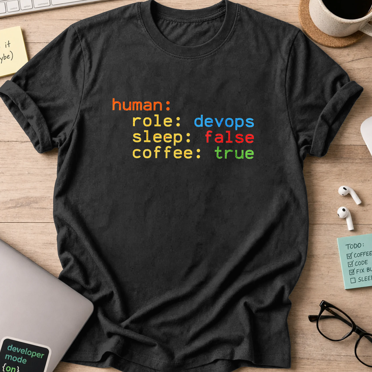 human devops json shirt - Black