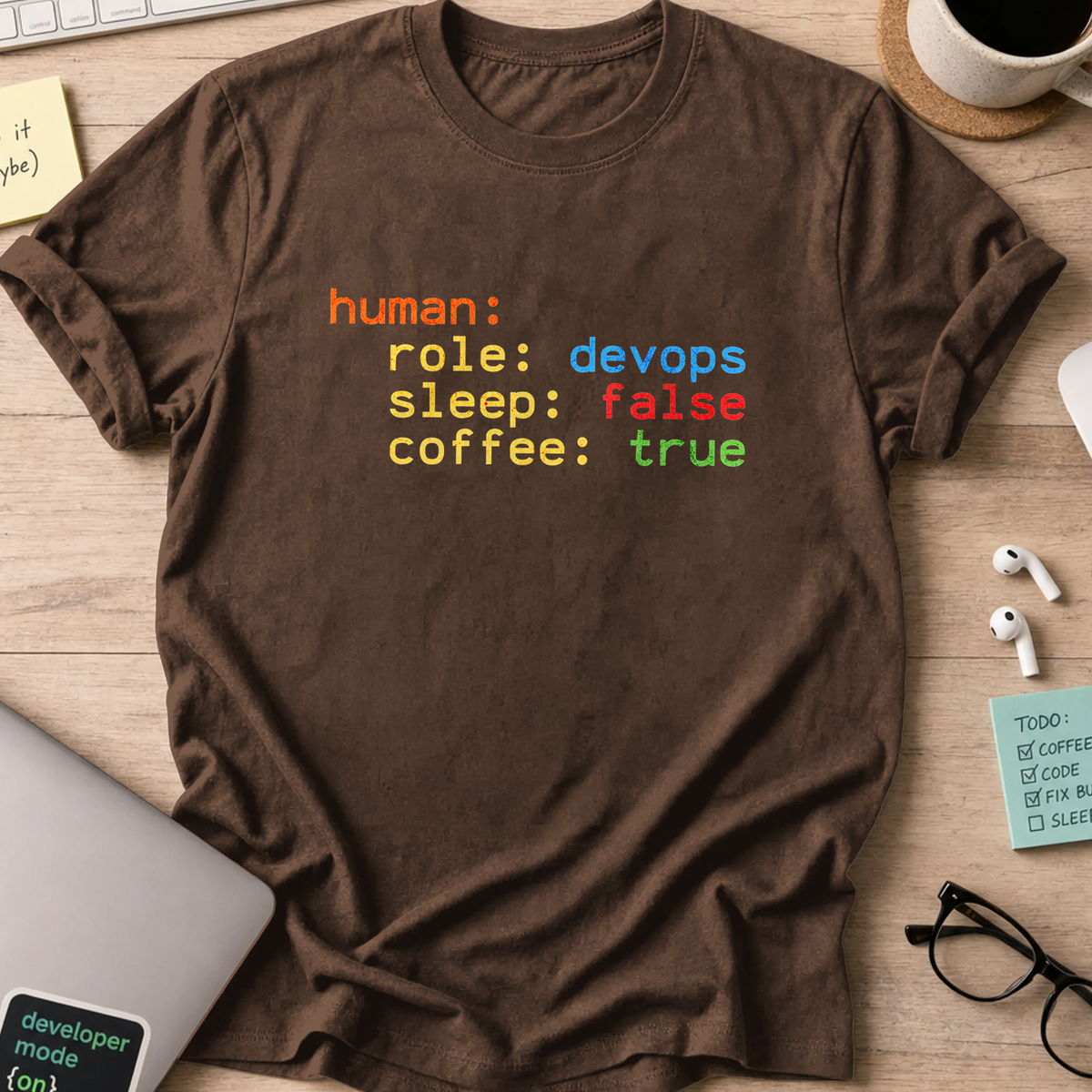 human devops json shirt - Dark Chocolate