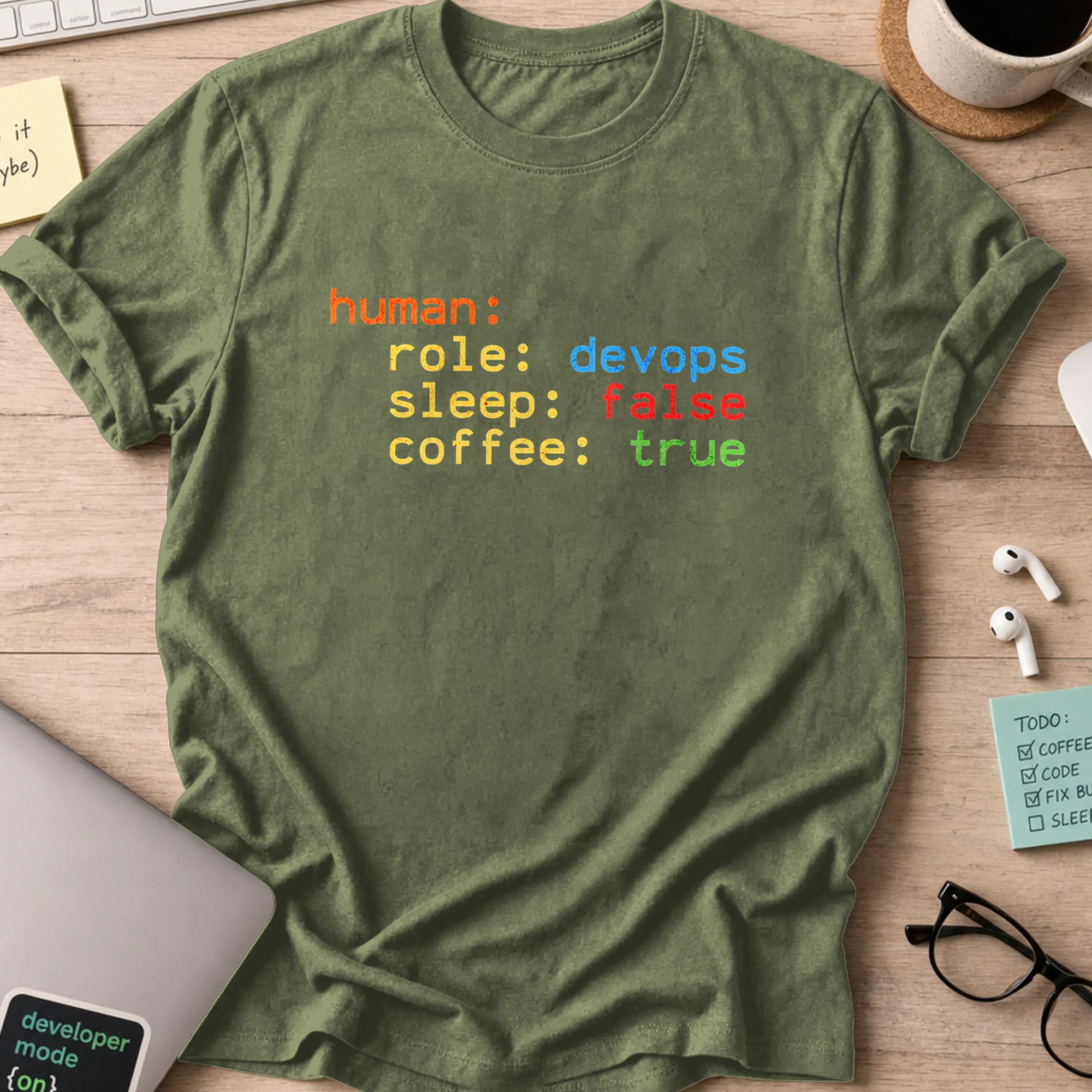 human devops json shirt - Military Green