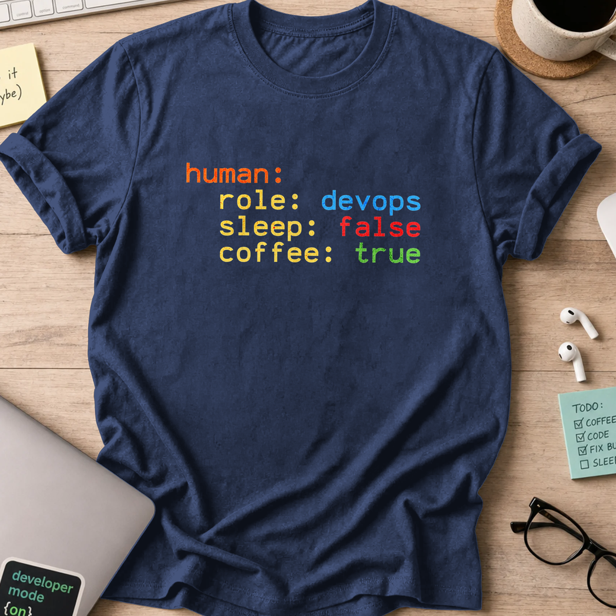 human devops json shirt - Navy