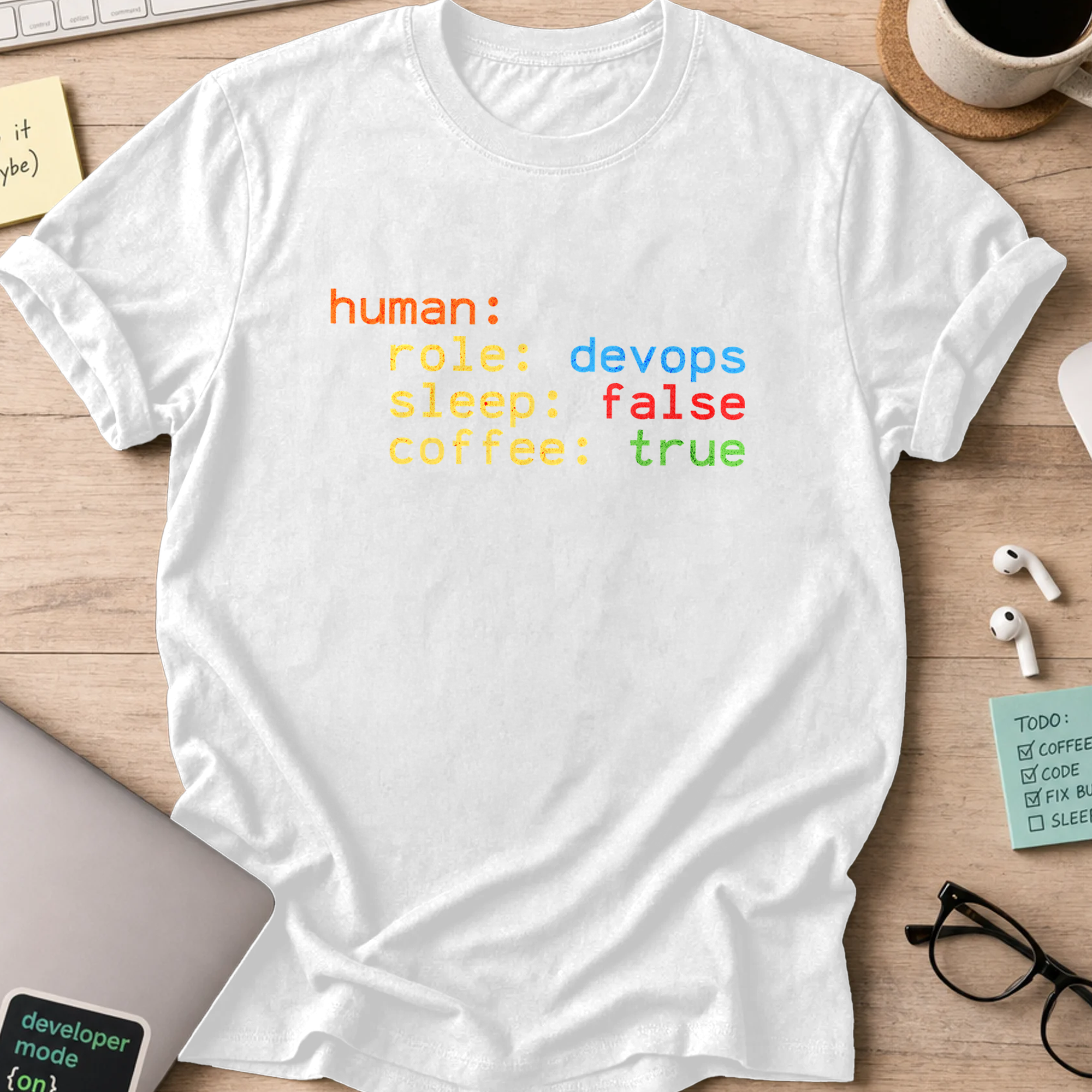 human devops json shirt - White