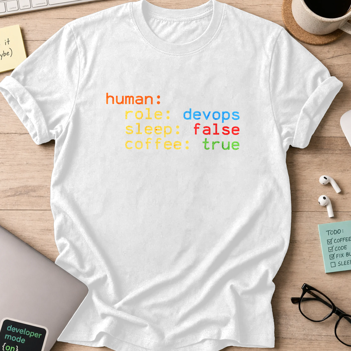 human devops json shirt - White
