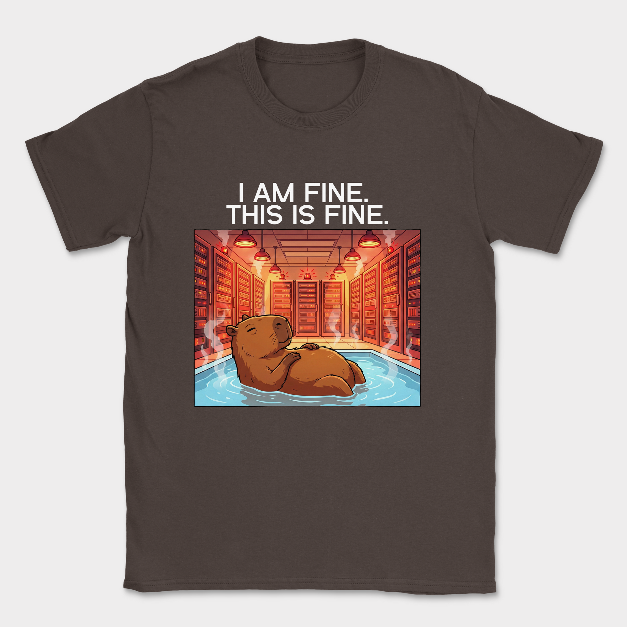 i am fine capybara shirt — Dark Chocolate