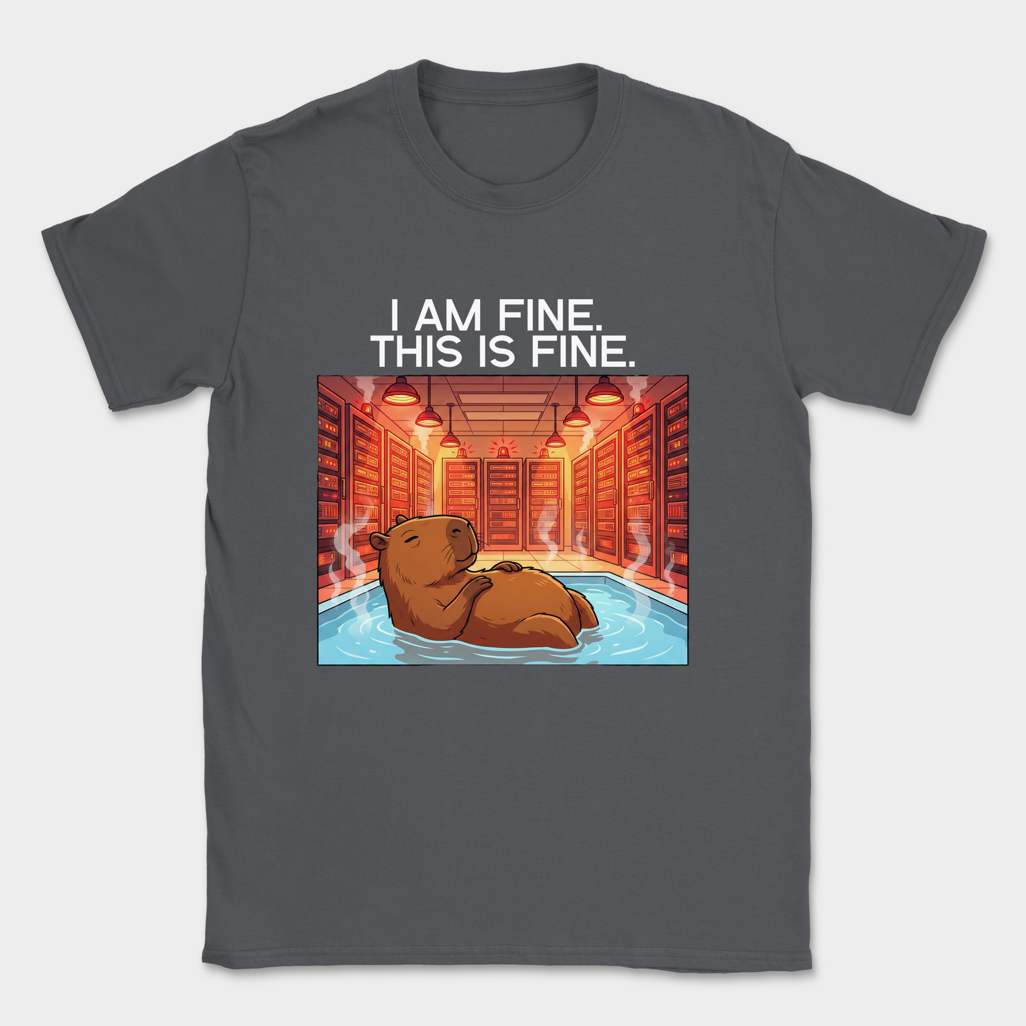 i am fine capybara shirt — Dark Heather Grey