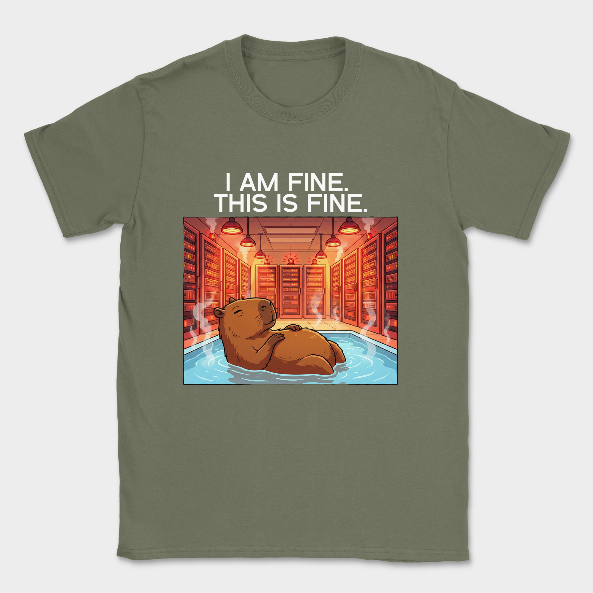i am fine capybara shirt — Military Green