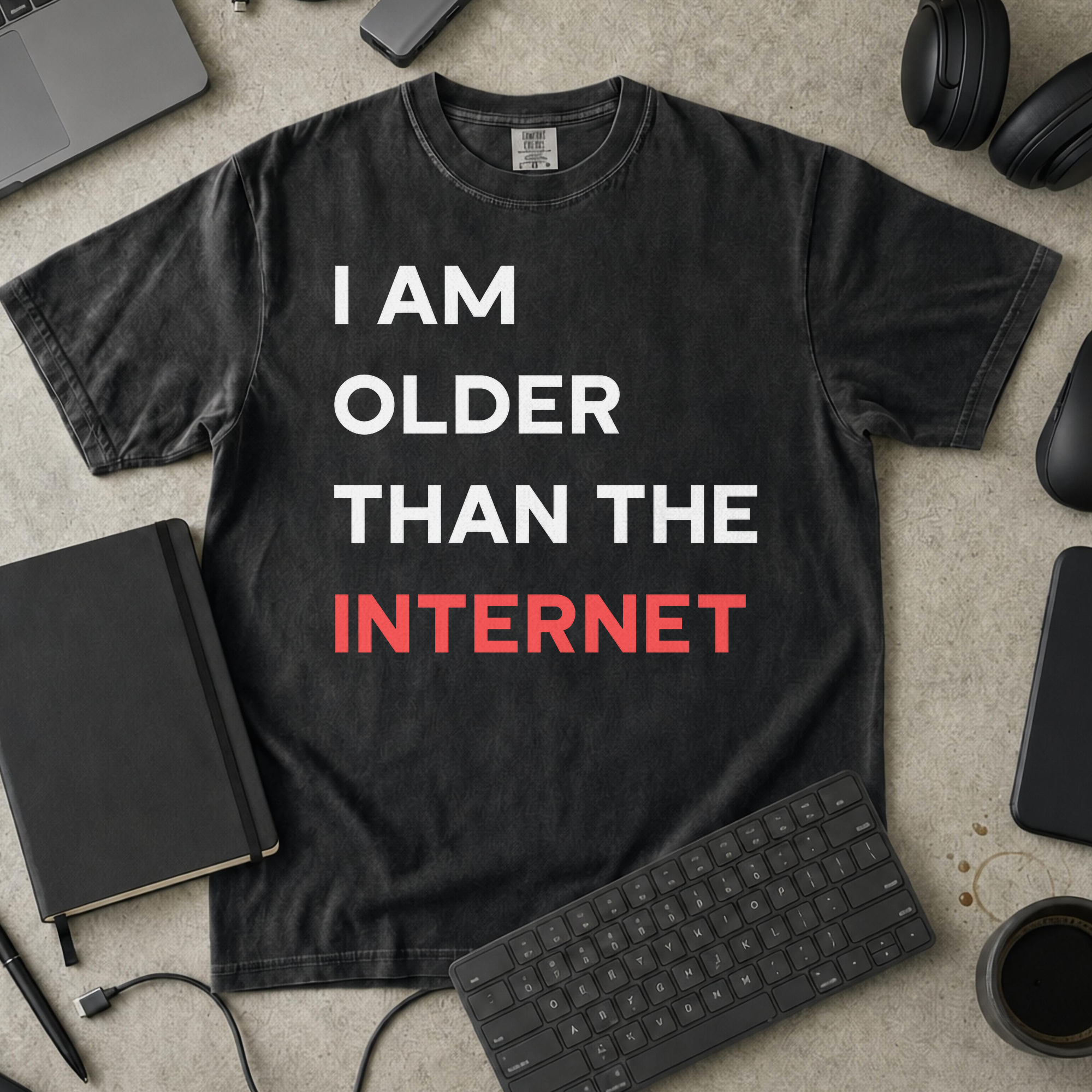 I am older than the internet Premium Shirt — black Premium Shirt mock-up