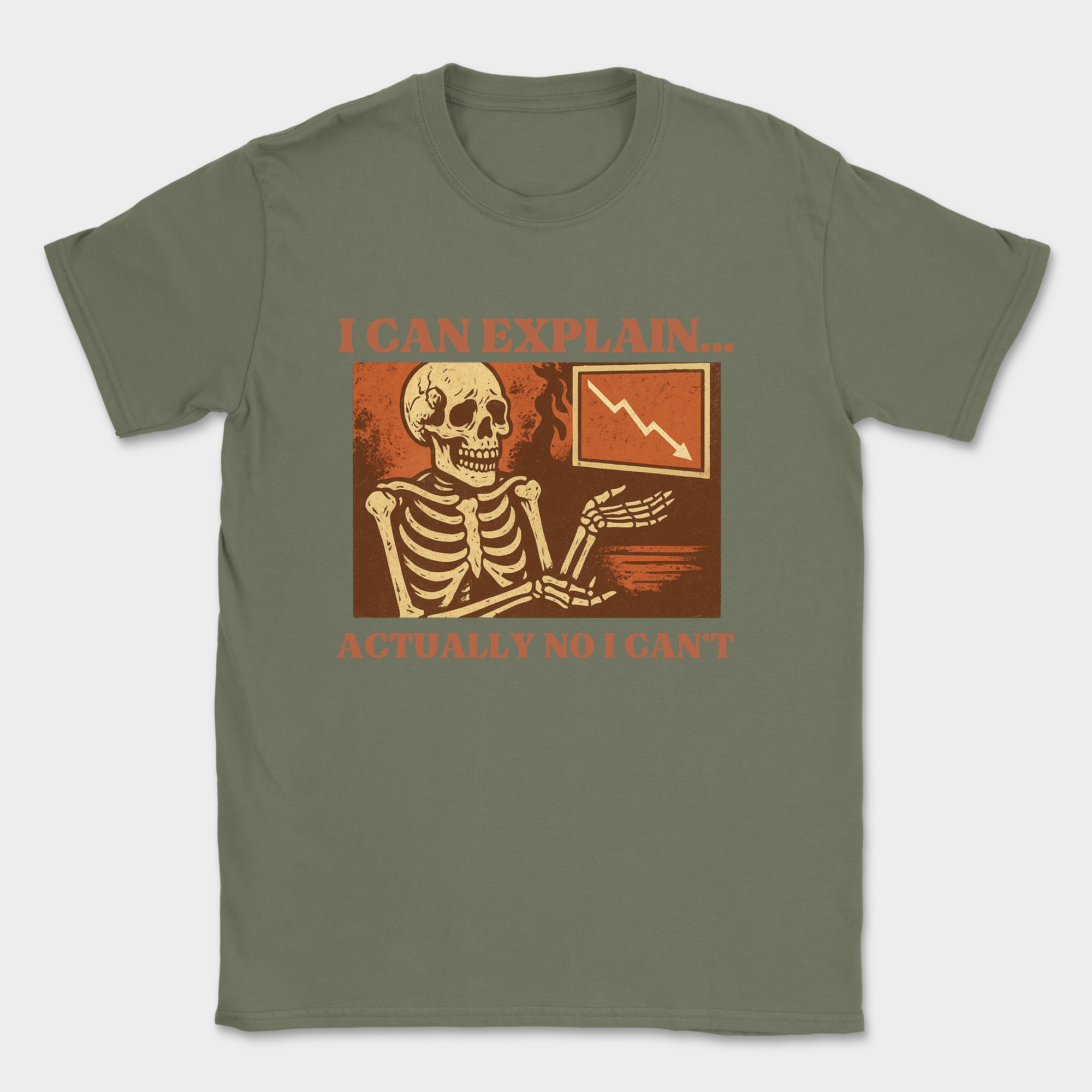 i can explain… actually no i can’t skeleton shirt — Military Green