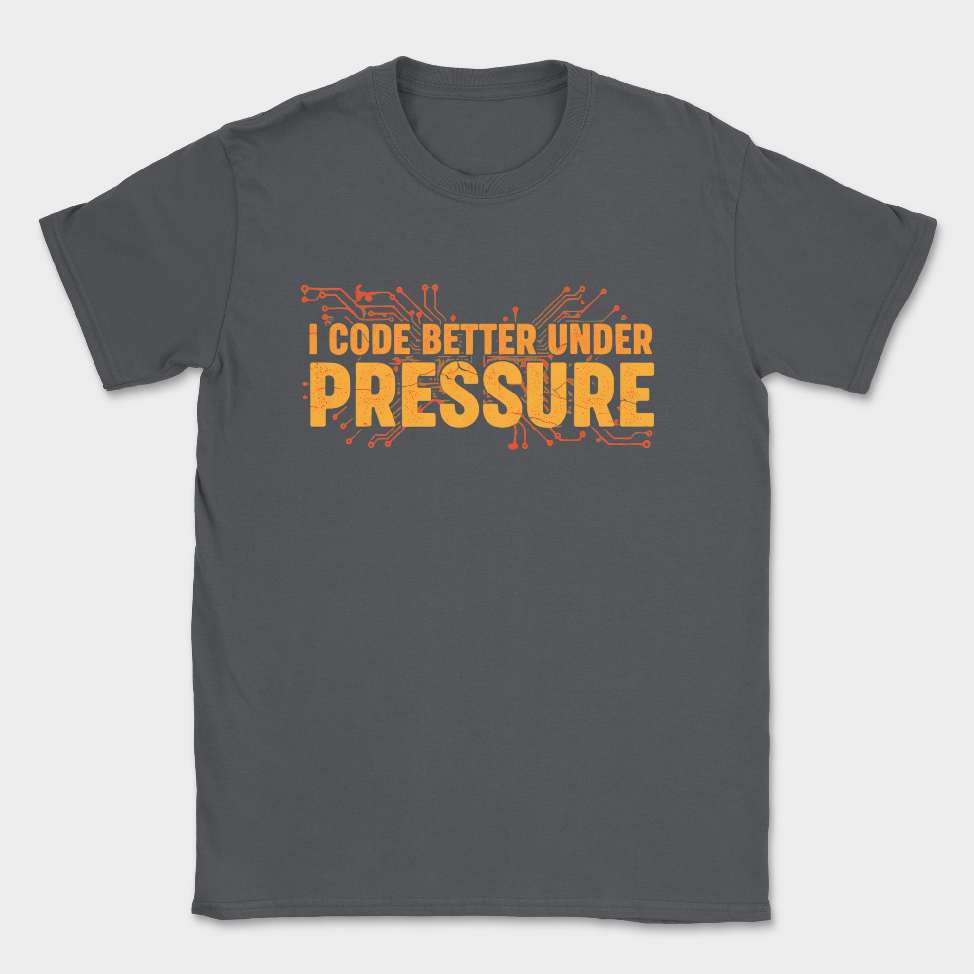 i code better under pressure shirt — Dark Heather Grey