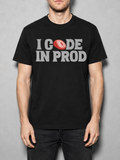 i code in prod text Graphic IT Nerd T-Shirt – Black detail