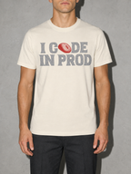 i code in prod text Graphic IT Nerd T-Shirt – Ivory full