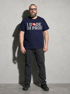 i code in prod text Graphic IT Nerd T-Shirt – True Navy full