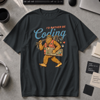 I'd Rather Be Coding Bigfoot Premium Shirt - Black