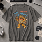 I'd Rather Be Coding Bigfoot Premium Shirt - Pepper