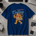 I'd Rather Be Coding Bigfoot Premium Shirt - True Navy