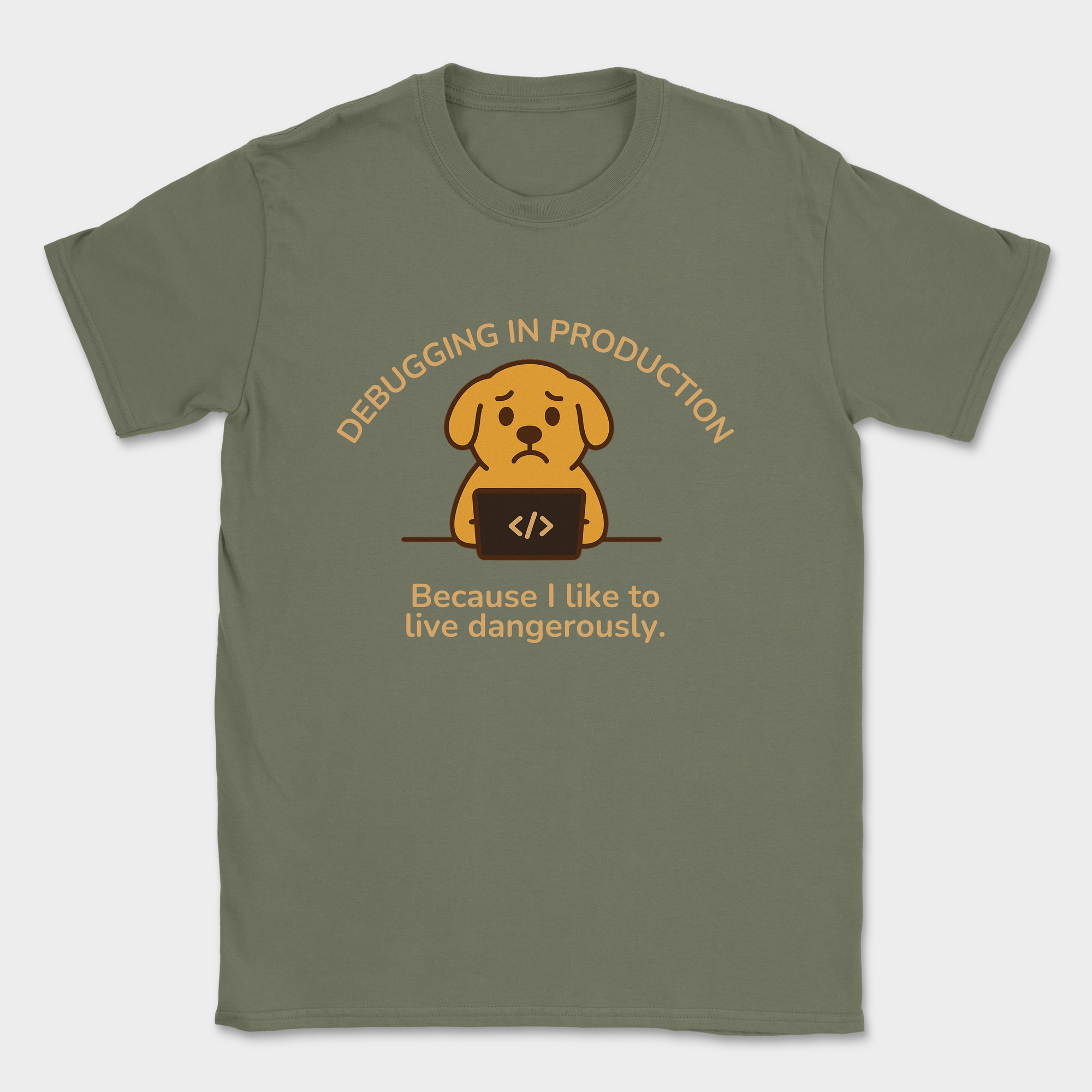 i like to live dangerously shirt — Military Green